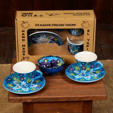 Fiorella Gift El Yapımı Çini Fincan Seti & Çini Ikramlık & Çini Anahtarlık & Kahve & Tütsülük ve 1 Paket Tütsü & Hediye Seti & Hediye Kutusu & Doğum Günü & Sevgili & Yeni Iş Terfi