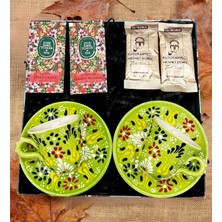 Fiorella Gift El Yapımı Çini Fincan Seti & Kahve & Mendil & Hediye Seti & Hediye Kutusu & Doğum Günü & Sevgili & Yeni Iş Terfi