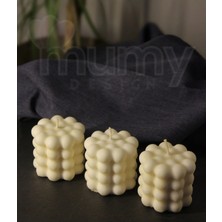 Mumy Desing 3lü Misket Bubble Silindir Mum Kokulu Pearl Vegan Mum