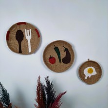My Work Shop 3'lü Mutfak Için  Duvar Tabağı, Afrikan  Duvar Tabak Seti