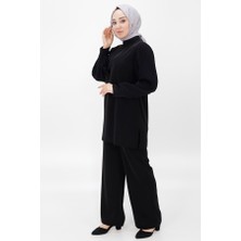 By Coolest Butik 24087 Jessıca Kumaş Kolları Piliseli ve Broşlu Ikili Takım