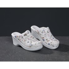 Dr. Mitra Dolgu Topuklu Kadın Sabo Terlik 709 Çiçek Desen