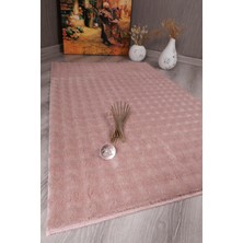 My Evilla Dekoratif Bubble Uzun Tüylü Yumuşak Puffy Peluş Kaymaz Yıkanabilir Salon Antre Halı Yolluk Pembe