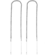 Mevafa 925 Ayar Gümüş Zincirli Küpe