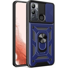 Fibaks Infinix Hot 20I Kılıf Kamera Korumalı Sürgülü Yüzüklü Armor Military Tank Koruyucu Kapak