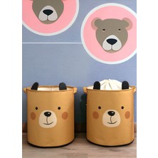 Prendi Home Bear Tasarımlı 2'li Bebek Çocuk Odası Düzenleyici Saklama Kutusu Oyuncak Kirli Sepeti 37X40