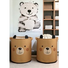 Prendi Home Bear Tasarımlı 2'li Bebek Çocuk Odası Düzenleyici Saklama Kutusu Oyuncak Kirli Sepeti 37X40