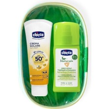 Chicco Güneş Kremi Spf 50+ 75 ml +Tazeleyici ve Koruyucu Sprey 2'li Set  1 Adet Tazeleyici+1 Adet Güneş Kremi+1 Adet Çanta Hediye