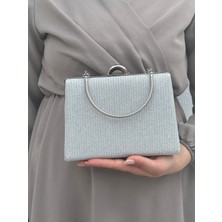 Sh Poly1 Kadın Çupra Gümüş Abiye Clutch Portföy Çanta
