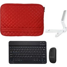 Microcase Apple iPad Air 11 2024 Tablet Için Kapitone Tablet Çanta + Bluetooth Klavye + Mouse + Tablet Standı