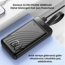 Polham Hc 22.5W 30.000MAH Powerbank, LED Işıklı, Süper Hızlı, Dijital Göstergeli Powerbank, Yüksek Kapasiteli