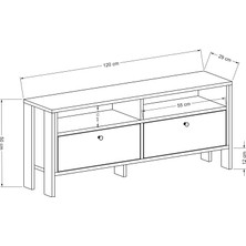 Luvia Mobilya 2 Kapaklı 120 cm Tv Ünitesi Beyaz