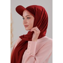 Melodi Scarf Kadın Tesettür Şapkalı Boneli Hazır Şal Bordo
