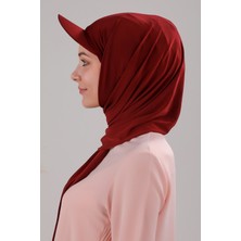 Melodi Scarf Kadın Tesettür Şapkalı Boneli Hazır Şal Bordo