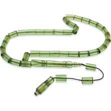 Gümüş Hediye Al Sistemli Kesme Kesim Su Yeşili Ateş Kehribar Tesbih