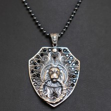 Emren Jewelry 925 Ayar Gümüş Taş Süslemeli Aslan Erkek Kolye