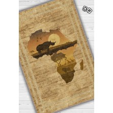 Homshtag Art Deko Vintage Afrikalı Temalı Renkli Halı Etnik Afrika Haritası Desenli Halı Modern Halı