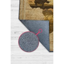 Homshtag Art Deko Vintage Afrikalı Temalı Renkli Halı Etnik Afrika Haritası Desenli Halı Modern Halı