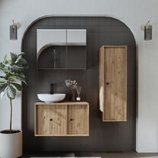 Roomart Lavabolu Mdf 75 cm Çekmeceli Gusto Banyo Dolabı + Aynalı Üst Dolabı + Boy Dolabı