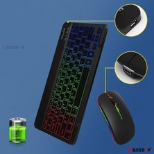 Sneezy Huawei Matepad 11 Inç 2023 Uyumlu Rgb Işıklı Bluetooth & Wireless Türkçe Klavye Mouse Seti