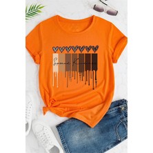 Only Trendwear  Unisex Leopar Kalp Baskılı Oversize T-Shirt