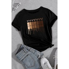 Trendypassion Only Trendwear Unisex Leopar Kalp Baskılı Kısa Kol Oversize T-Shirt Yumuşak Pamuklu Trend Stil
