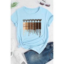 Only Trendwear  Unisex Leopar Kalp Baskılı Oversize T-Shirt
