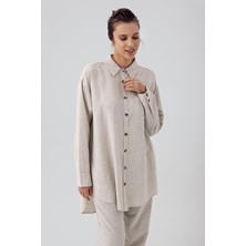Artış Collection Kadın Keten Boyfriend Oversize Gömlek K100