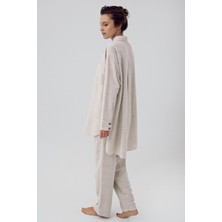 Artış Collection Kadın Keten Boyfriend Oversize Gömlek K100