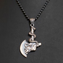 Emren Jewelry 925 Ayar Gümüş Yılanlı Balta Erkek Kolye