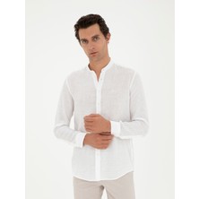 Cacharel Erkek Beyaz Regular Fit %100 Keten Gömlek 50288562-VR013