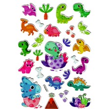 Limmy Sticker Kabartmalı Stiker Defter Planlayıcı Etiket (YQA011)-20X14CM - Mini Dinazorlar