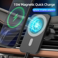 360 Rotasyon 15W  Magsafe Kablosuz Şarj Oto Araç Içi Telefon Tutucu  Hızlı Şarj Manyetik Tutucu