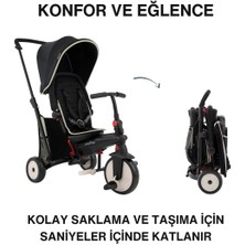 SmarTrike STR3 Plus 5’i 1 Arada Modüler Katlanabilir Bebek Arabası ve Üç Tekerlekli Bebek Bisikleti - Black