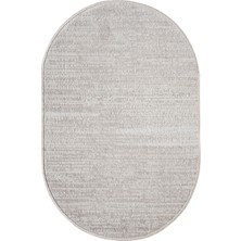 Konfor Jasmine 1452 Oval Krem Bej Modern Dokuma Saçaklı Halı Mutfak Salon Oturma Odası Halısı70x120