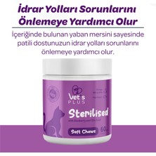 Vet's Plus Sterilised Çiğnenebilir Tablet 60'lı (Kısır Kediler için Yaban Mersinli Urinary Destek)