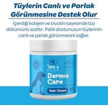 Vet's Plus Derma Care Çiğnenebilir Tablet 60'lı (Kedi ve Köpekler için Deri ve Tüy Sağlığı Destekleyici)