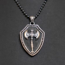 Emren Jewelry 925 Ayar Gümüş Çift Başlı Balta Erkek Kolye