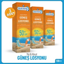 Blue Ocean 50 Faktör Yüz Vücut Güneş Kremi 3 Kutu 100 ml