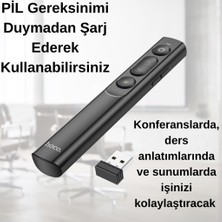 Coofbe 100MT Mesafeli USB Girişli Şarjlı Rf2.4ghz Projeksiyon Sunum Kumandası Kırmızı Lazer Işaretçili