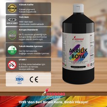 Red Rose Siyah Akrilik Boya 1000 gr Dekoratif Hobi Amaçlı Sanatsal Canlı Renkler