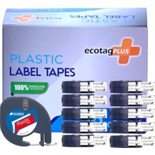 ecotagplus Dymo Muadili Plastik Şerit Etiket Kırmızı 12 mm x 4 mt 10'lu Paket
