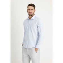 Kiğılı Uzun Kol Slim Fit Dar Kesim Klasik Desenli Pamuklu Kolay Ütülenebilir Gömlek