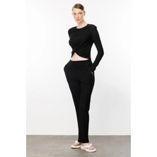 ON Beli Lastikli Kırışık Kumaş Pantolon