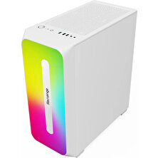 Colorful Beyaz 3 Fanlı 10 Mod Rgb Işıklı Şeffaf Panel Atx Gaming Boş Bilgisayar Kasası