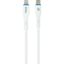 Bello BA-01 Type-C Lightning Beyaz Hızlı Şarj Data Kablosu 27W 1.2m