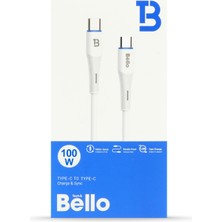 Bello BA-01 Type-C Type-C Beyaz Hızlı Şarj Data Kablosu 100W 1.2m