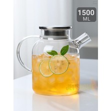 Tekno Trust Cam Cam Demlik Isıya Dayanıklı Demlik Çelik Vakumlu Kapak 1500 ml 1 - 1,99 L