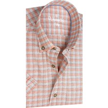 Varetta Erkek Somon Gri Kısa Kollu Kareli Cepli Pamuklu Gömlek