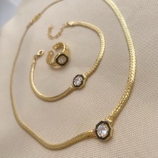 Simurg Jewellery 14 Ayar Altın Kaplamalı Gümüş Zincir Takı Seti